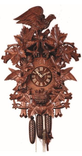  Cuckoo Clock - Carved style 8 day movement cuckoo clock 10 leaves 3 birds nest 70cm by Rombach & Haas - Cuckoo Collections
