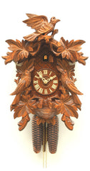  Cuckoo Clock - Carved style 8 day movement cuckoo clock 8 leaves 3 birds nest 42cm by Rombach & Haas - Cuckoo Collections
