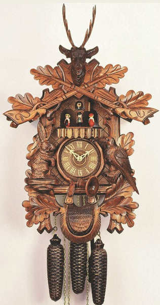  Cuckoo Clock - Carved style 8 day movement cuckoo clock hunting clock sitting animals 60cm by Rombach & Haas - Cuckoo Collections