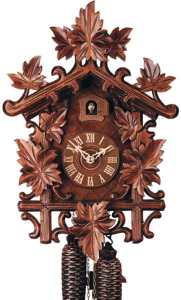  Cuckoo Clock - Carved style 8 day movement cuckoo clock leaves 43.5cm by Rombach & Haas - Cuckoo Collections