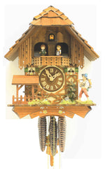  Cuckoo Clock - Chalet style 1 day movement cuckoo clock black forest house turning mill wheel 30cm by Rombach & Haas - Cuckoo Collections