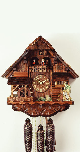  Cuckoo Clock - Chalet style 8 day movement cuckoo clock black forest house turning mill wheel 42cm by Rombach & Haas - Cuckoo Collections