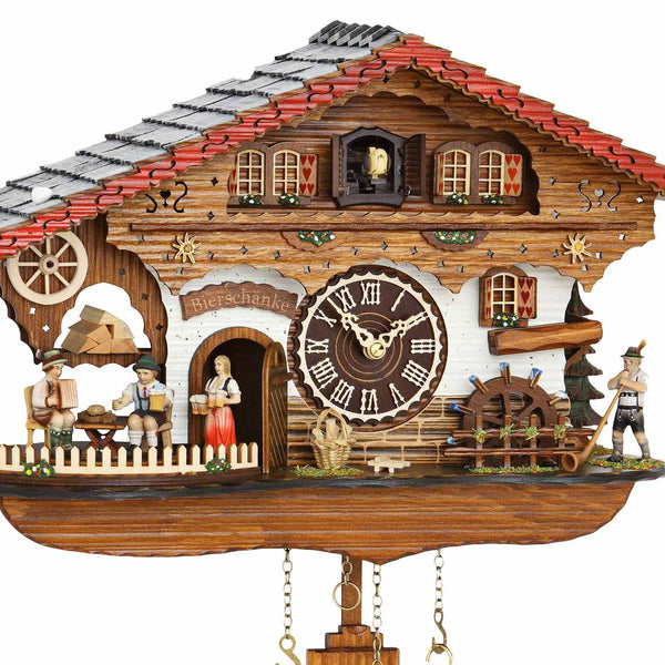  Cuckoo Clock - Chalet style quartz cuckoo clock with beer house & mill wheel 27cm by Trenkle Uhren - Cuckoo Collections
