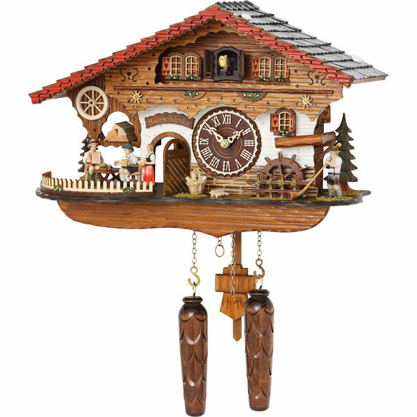  Cuckoo Clock - Chalet style quartz cuckoo clock with beer house & mill wheel 27cm by Trenkle Uhren - Cuckoo Collections
