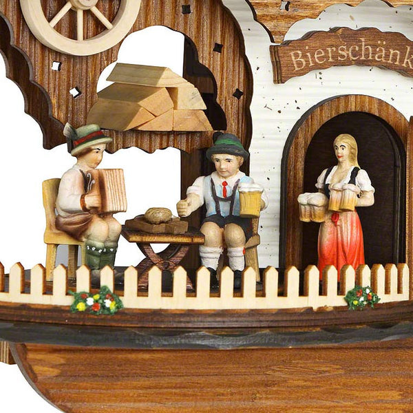  Cuckoo Clock - Chalet style quartz cuckoo clock with beer house & mill wheel 27cm by Trenkle Uhren - Cuckoo Collections