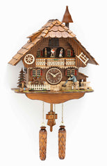  Cuckoo Clock - Chalet style quartz cuckoo clock with music, moving wanderer, mill-wheel and turning dancers 35 cm by Trenkle Uhren - Cuckoo Collections