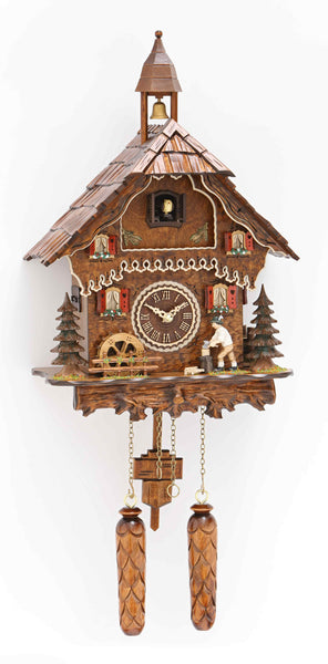  Cuckoo Clock - Chalet style quartz cuckoo clock with lumberjack & bell tower 28cm by Trenkle Uhren - Cuckoo Collections