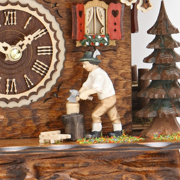  Cuckoo Clock - Chalet style quartz cuckoo clock with lumberjack & bell tower 28cm by Trenkle Uhren - Cuckoo Collections