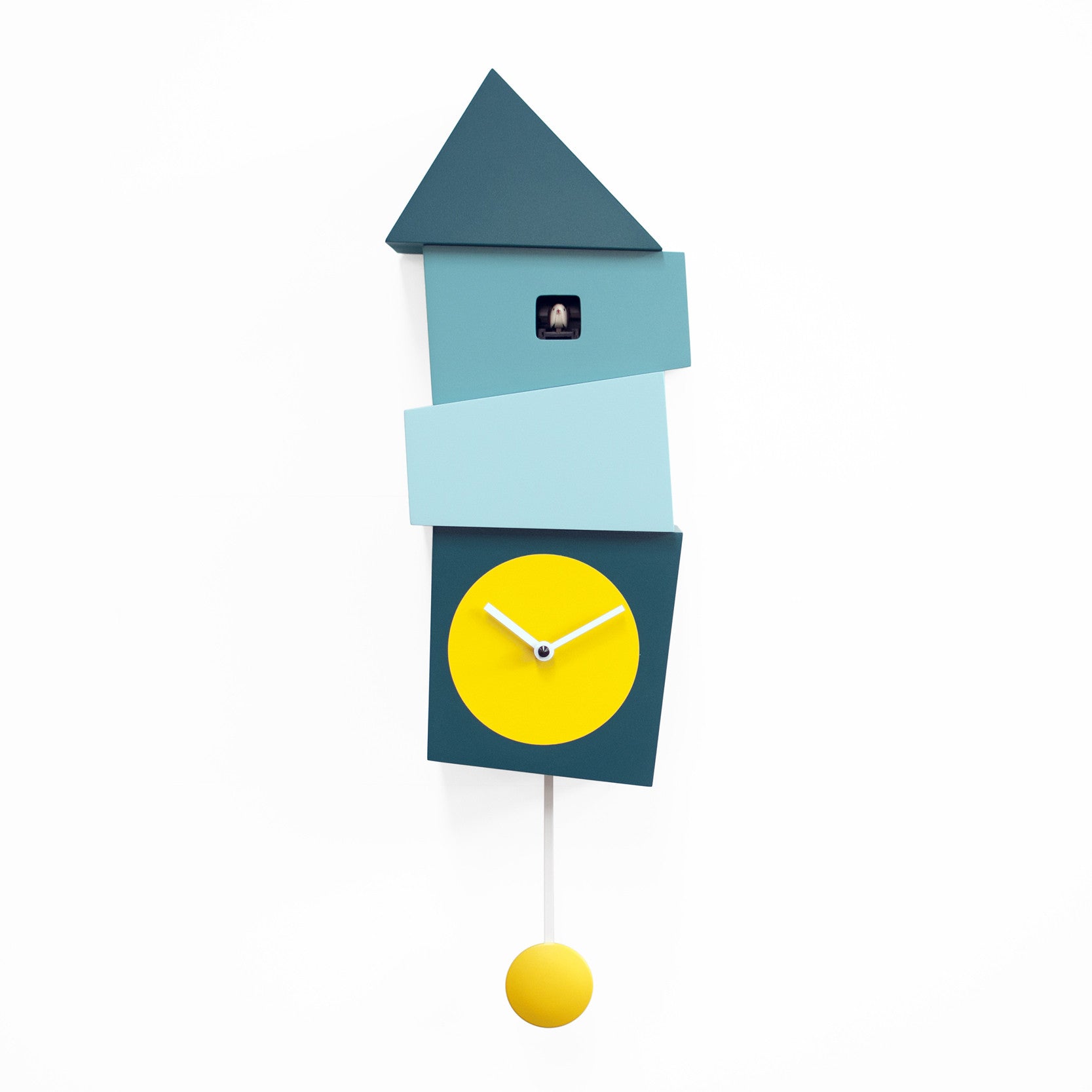 'Crooked' Cuckoo Clock (Blue & Green) by Progetti - Cuckoo Collections