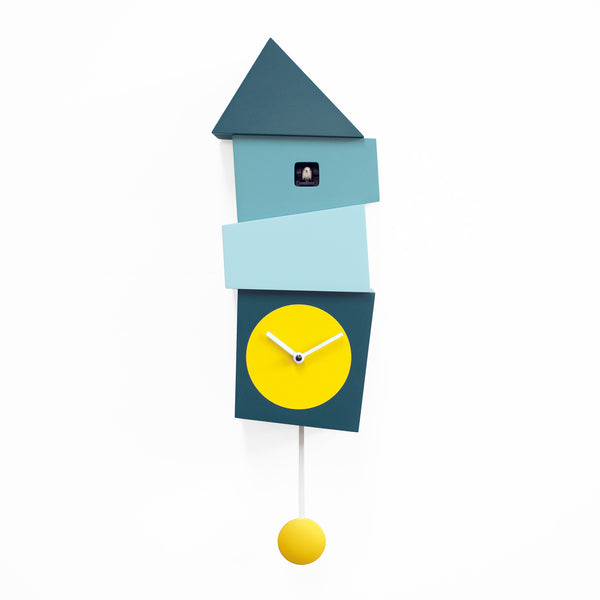  Cuckoo Clock - 'Crooked' Cuckoo Clock (Blue & Green) by Progetti - Cuckoo Collections