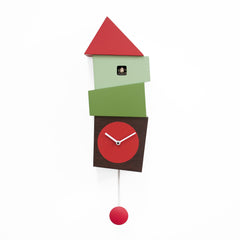  Cuckoo Clock - 'Crooked' Cuckoo Clock (dark wood and red-green) by Progetti - Cuckoo Collections