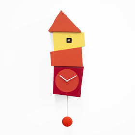  Cuckoo Clock - 'Crooked' Cuckoo Clock (Orange and red) by Progetti - Cuckoo Collections