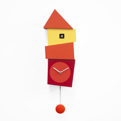  Cuckoo Clock - 'Crooked' Cuckoo Clock (Orange and red) by Progetti - Cuckoo Collections