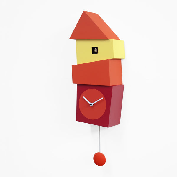  Cuckoo Clock - 'Crooked' Cuckoo Clock (Orange and red) by Progetti - Cuckoo Collections