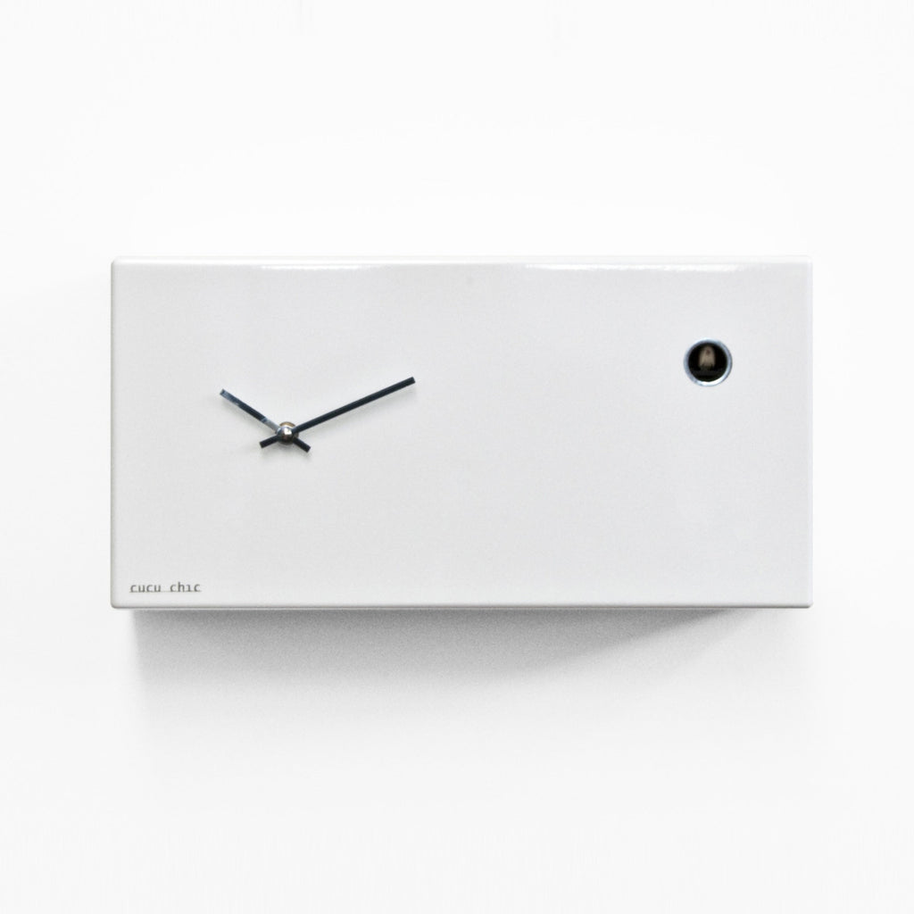 'Cucu Chic' Rectangular Cuckoo Clock (Gloss White) by Progetti Cuckoo