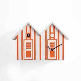  Cuckoo Clock - Double 'Bagni Nettuno' Cuckoo Clock (White & Orange) by Progetti - Cuckoo Collections