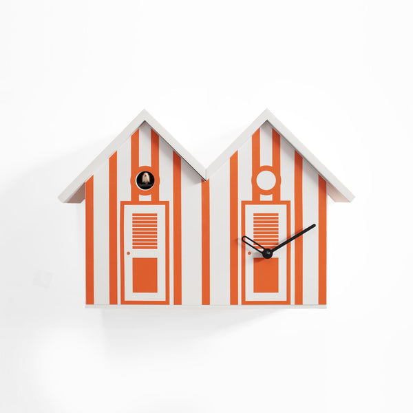  Cuckoo Clock - Double 'Bagni Nettuno' Cuckoo Clock (White & Orange) by Progetti - Cuckoo Collections