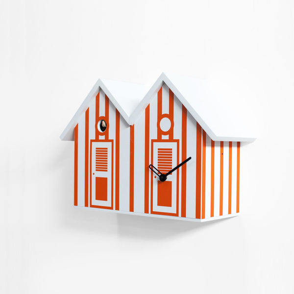  Cuckoo Clock - Double 'Bagni Nettuno' Cuckoo Clock (White & Orange) by Progetti - Cuckoo Collections