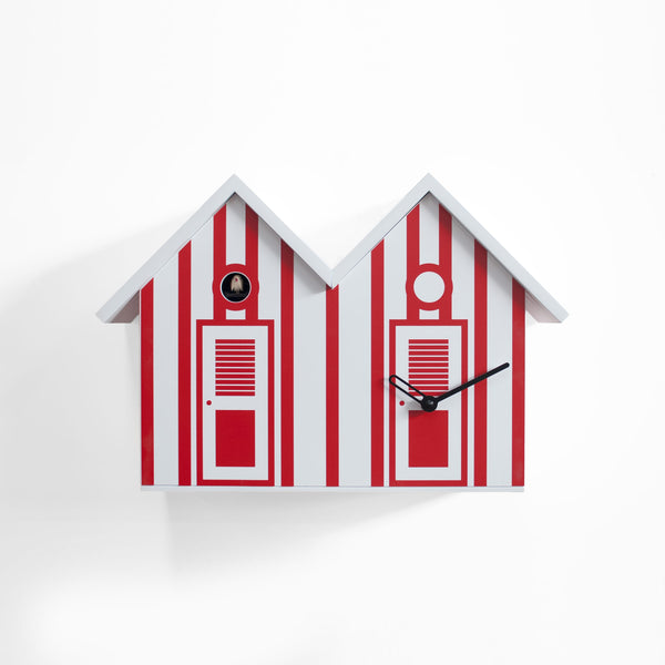  Cuckoo Clock - Double 'Bagni Nettuno' Cuckoo Clock (White & Red) by Progetti - Cuckoo Collections