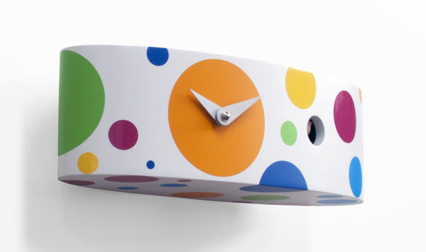  Cuckoo Clock - 'Ellipse 1' Cuckoo Clock (White and Colored dots) by Progetti - Cuckoo Collections