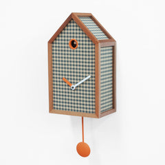  Cuckoo Clock - 'Mr. Orange' Cuckoo Clock (Tartan Beige & Blue) by Progetti - Cuckoo Collections