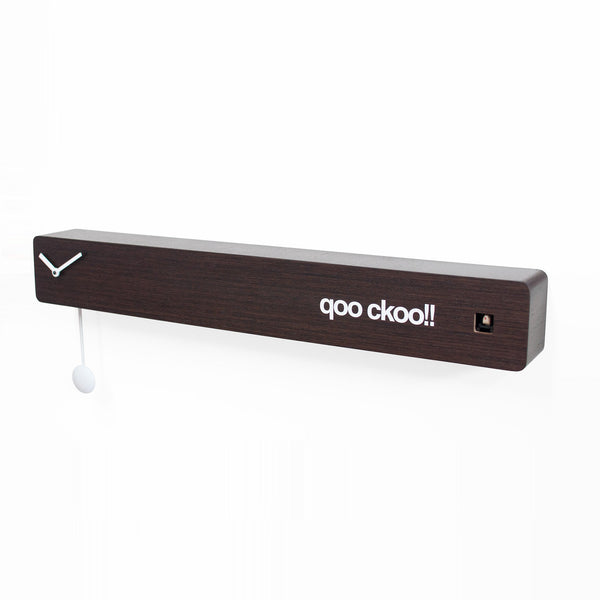  Cuckoo Clock - 'Qoockoo' Horizontal Cuckoo Clock (Brown wood) by Progetti - Cuckoo Collections