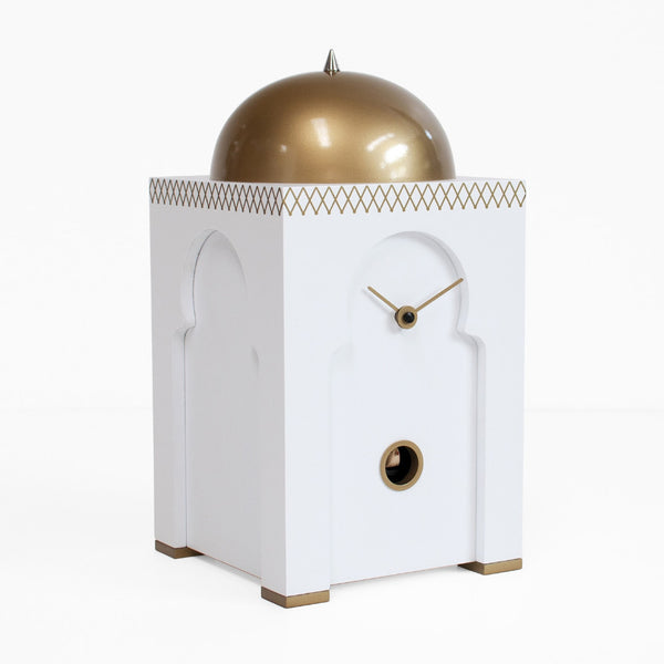  Cuckoo Clock - 'Sheikh' Cuckoo Clock (White with Gold trimmings & Greek fret) by Progetti - Cuckoo Collections