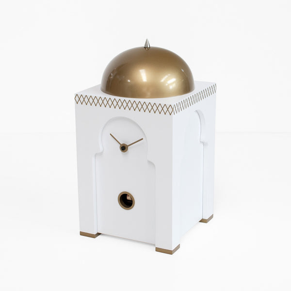  Cuckoo Clock - 'Sheikh' Cuckoo Clock (White with Gold trimmings & Greek fret) by Progetti - Cuckoo Collections