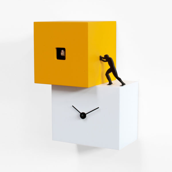 Cuckoo Clock - 'Strong Cucu 1' Cuckoo Clock (White & Yellow) by Progetti - Cuckoo Collections
