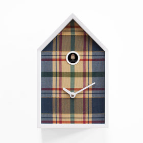 Cuckoo Clock - 'Tartan' Cuckoo Clock (White and Tartan blue) by Progetti - Cuckoo Collections