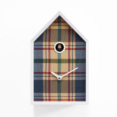  Cuckoo Clock - 'Tartan' Cuckoo Clock (White and Tartan blue) by Progetti - Cuckoo Collections