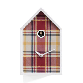  Cuckoo Clock - 'Tartan' Cuckoo Clock (White and Tartan red) by Progetti - Cuckoo Collections
