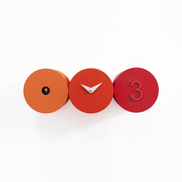  Cuckoo Clock - 'Tris' Cuckoo Clock (Orange & Red) by Progetti - Cuckoo Collections