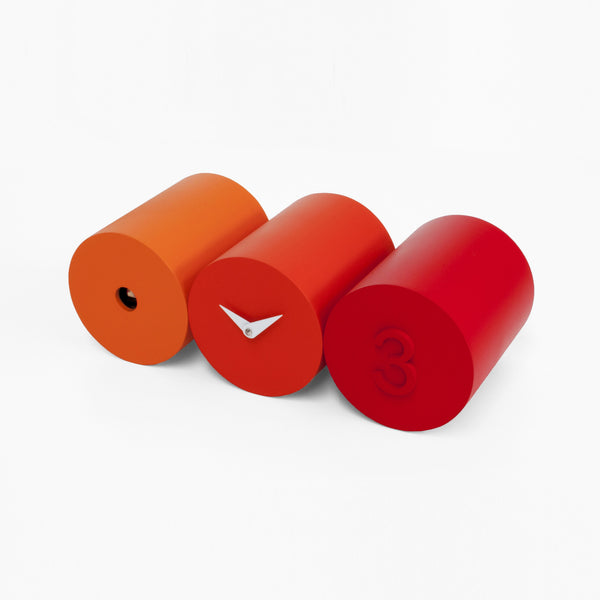  Cuckoo Clock - 'Tris' Cuckoo Clock (Orange & Red) by Progetti - Cuckoo Collections