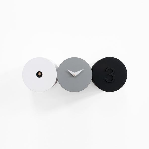  Cuckoo Clock - 'Tris' Cuckoo Clock (White, Grey & Black) by Progetti - Cuckoo Collections