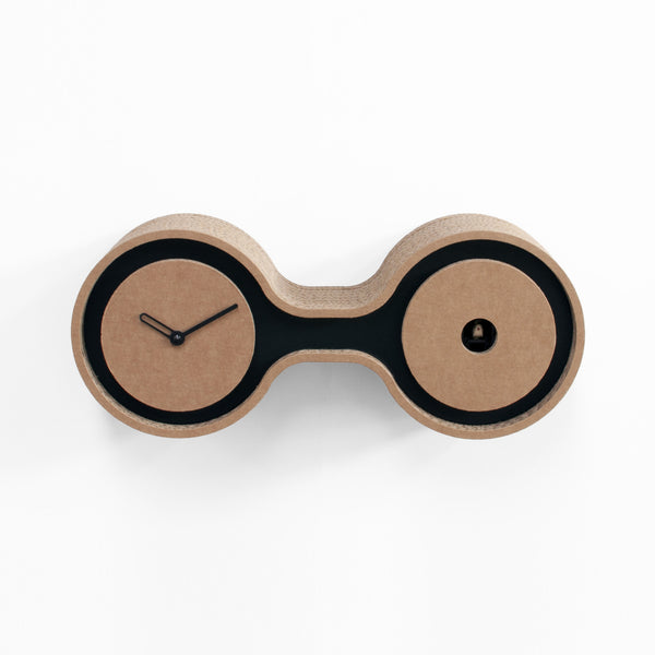  Cuckoo Clock - 'Twin' Horizontal Cuckoo Clock (Black dial) by Progetti - Cuckoo Collections