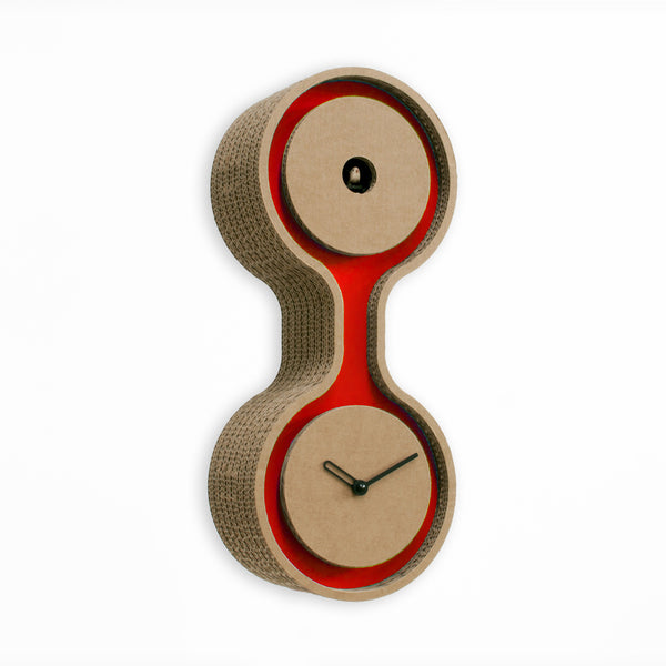  Cuckoo Clock - 'Twin' Vertical Cuckoo Clock (Red dial) by Progetti - Cuckoo Collections