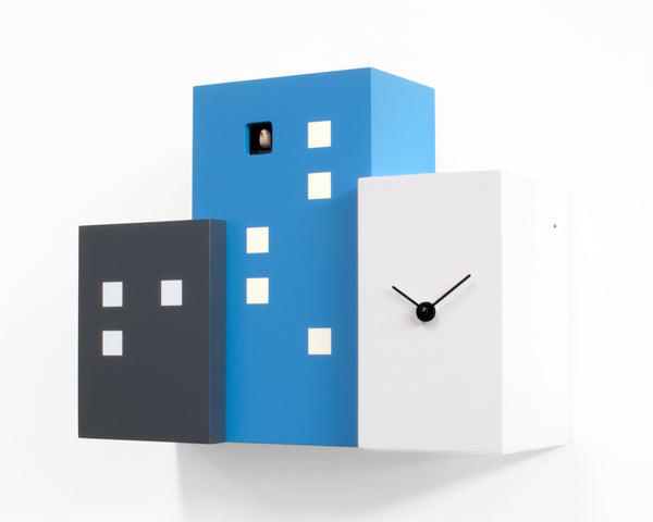  Cuckoo Clock - 'Walls Cucu' Cuckoo Clock (Grey, Light blue & White) by Progetti - Cuckoo Collections