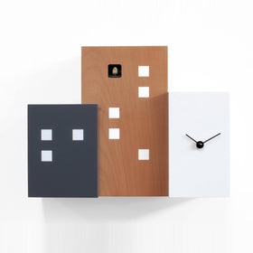  Cuckoo Clock - 'Walls Cucu' Cuckoo Clock (Grey, Wood & White) by Progetti - Cuckoo Collections
