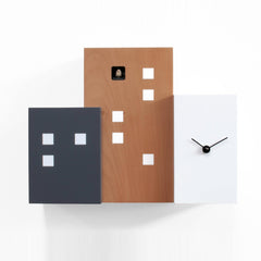  Cuckoo Clock - 'Walls Cucu' Cuckoo Clock (Grey, Wood & White) by Progetti - Cuckoo Collections