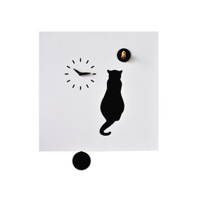  Cuckoo Clock - 'Cucu Cat' Cuckoo Clock (White & Black) by Pirondini - Cuckoo Collections