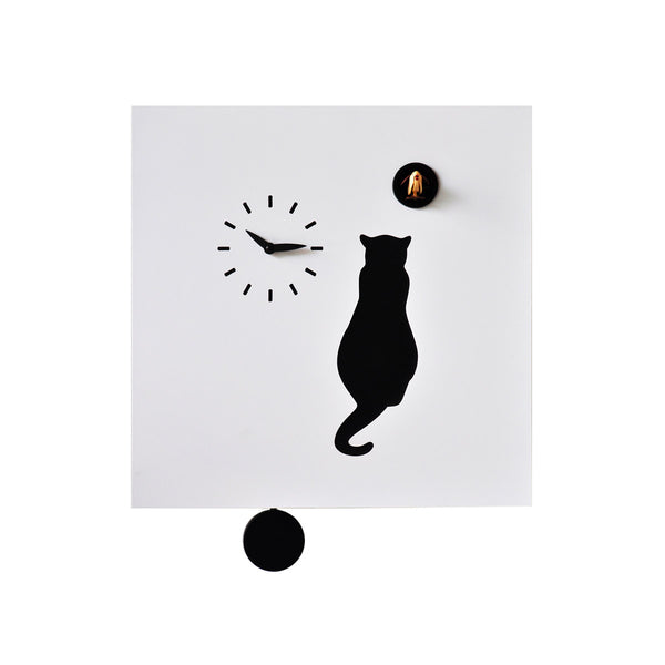  Cuckoo Clock - 'Cucu Cat' Cuckoo Clock (White & Black) by Pirondini - Cuckoo Collections