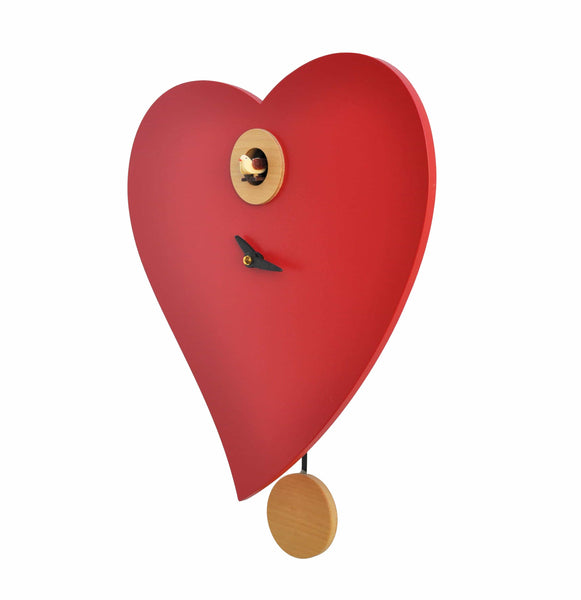 'Cucu Cuore' Cuckoo Clock (Red) by Pirondini