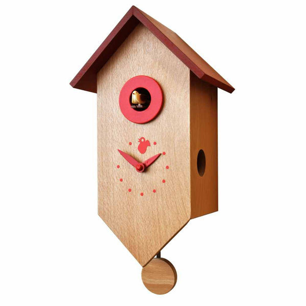  Cuckoo Clock - 'Cucu Piccino' Cuckoo Clock (Natural Wood & Red) by Pirondini - Cuckoo Collections