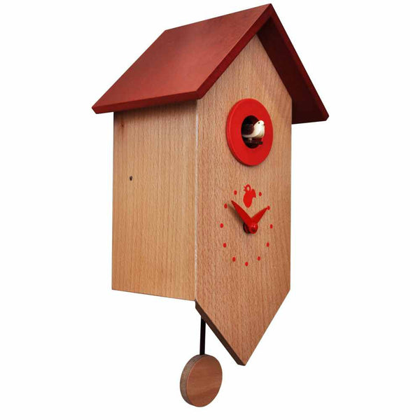  Cuckoo Clock - 'Cucu Piccino' Cuckoo Clock (Natural Wood & Red) by Pirondini - Cuckoo Collections