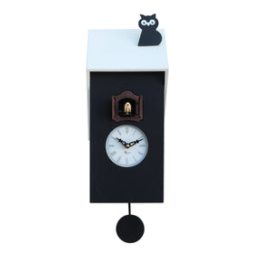 'Cucu Vicenza with Owl' Cuckoo Clock (Black & White) by Pirondini