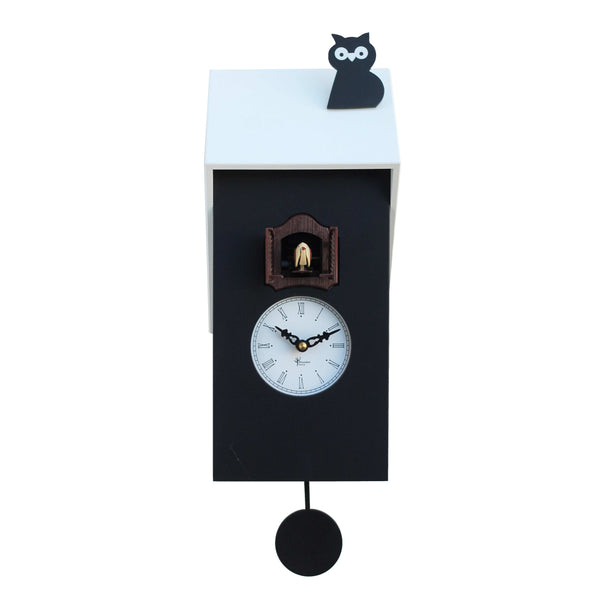'Cucu Vicenza with Owl' Cuckoo Clock (Black & White) by Pirondini