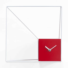  Clock - 'Deep Frame' (White & Red) Clock by Progetti - Cuckoo Collections