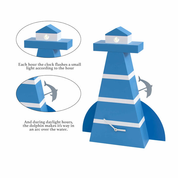  Clock - 'Dolphin Lighthouse' (Blue) Clock by Progetti - Cuckoo Collections