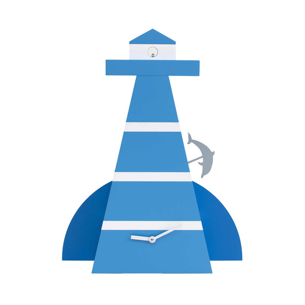  Clock - 'Dolphin Lighthouse' (Blue) Clock by Progetti - Cuckoo Collections